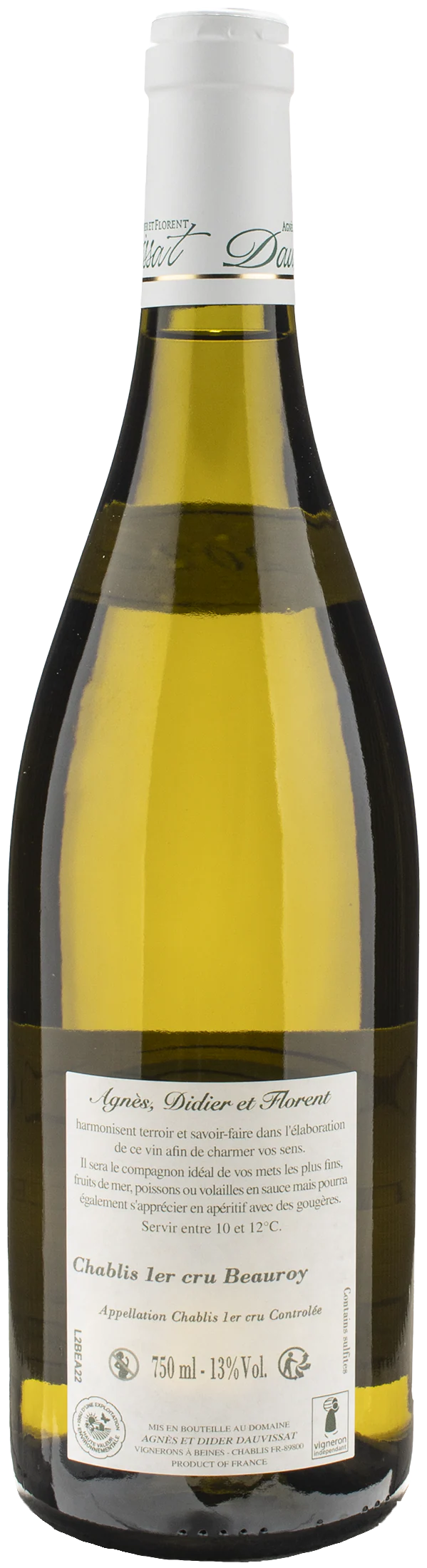 Agnes et Didier Dauvissat Chablis 1er Cru Beauroy 2022 - Image 2