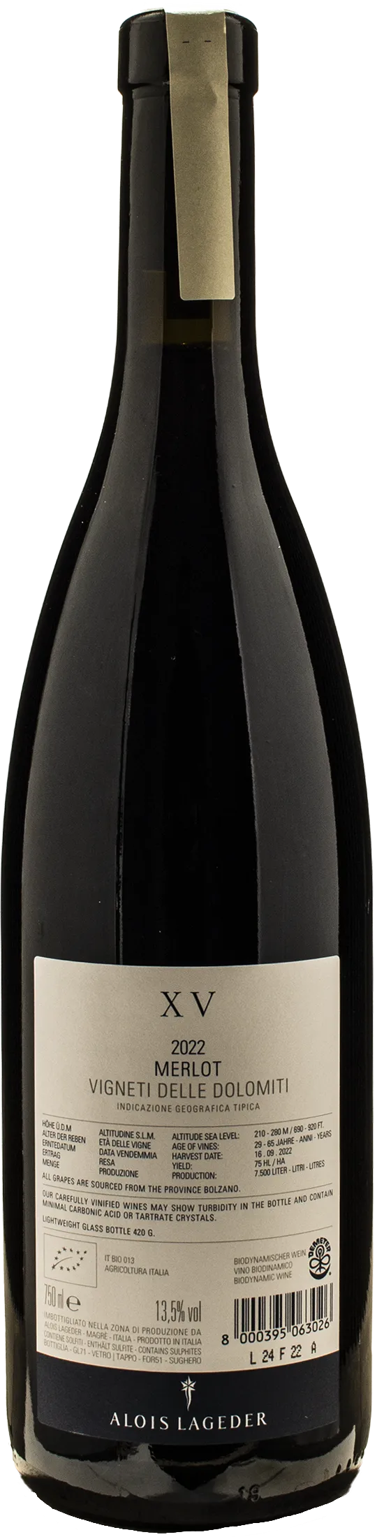 Alois Lageder Merlot XV 2022 - Image 2