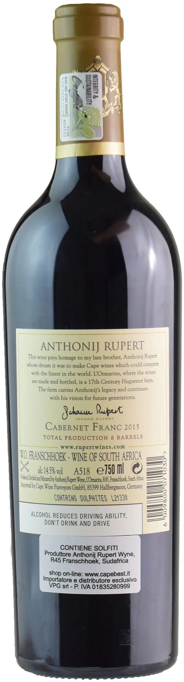 Anthonij Rupert Cabernet Franc 2015 - Image 2