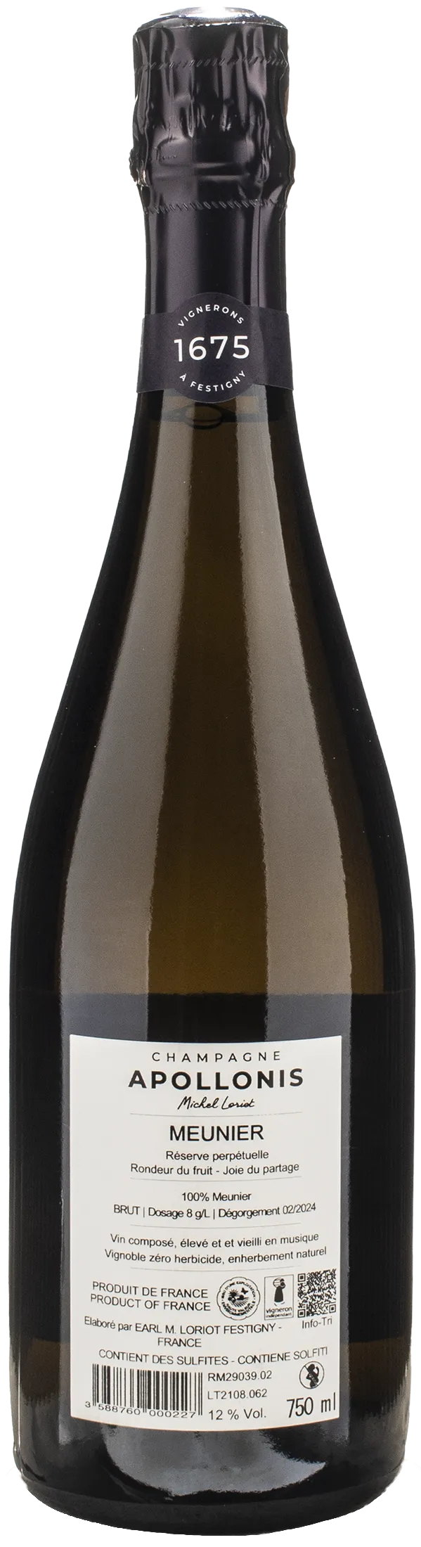 Apollonis Champagne Michel Loriot Meunier Brut - Image 2