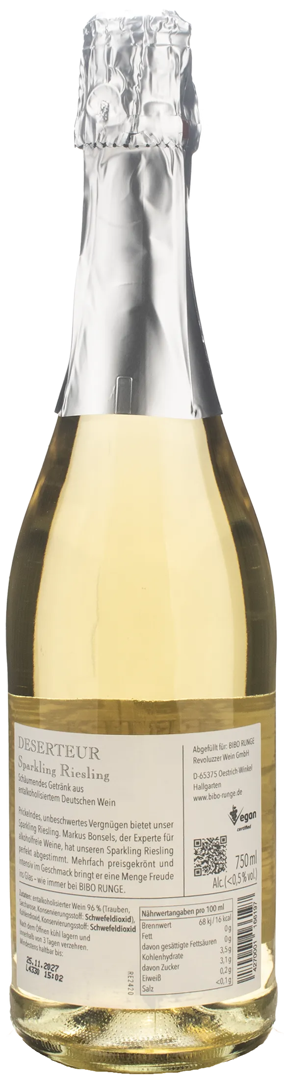 Bibo Runge Deserteur Riesling Sparkling Zero Alcol - Image 2