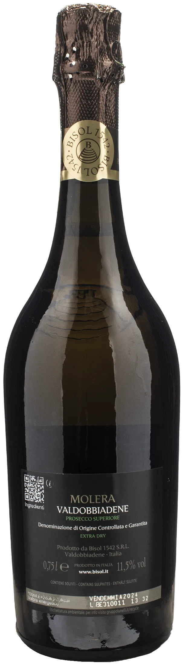 Bisol 1542 Valdobbiadene Prosecco Superiore Molera Extra Dry 2024 - Image 2
