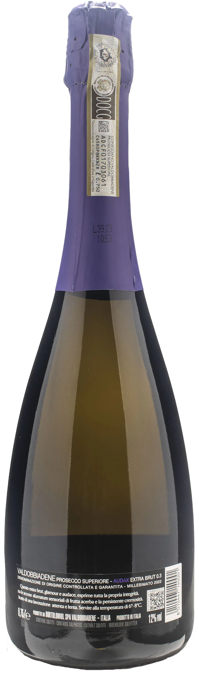 Bortolomiol Valdobbiadene Prosecco Superiore Audax Zero 3 Extra Brut Millesimato 2022 - Image 2