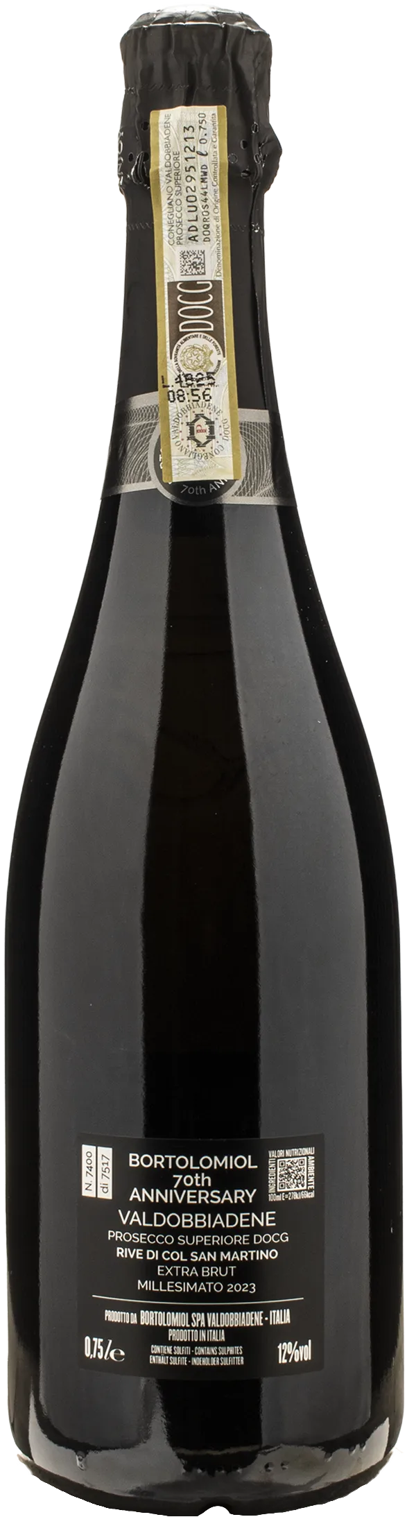 Bortolomiol Valdobbiadene Prosecco Superiore Rive Col San Martino 70th Anniversary Extra Brut 2023 - Image 2
