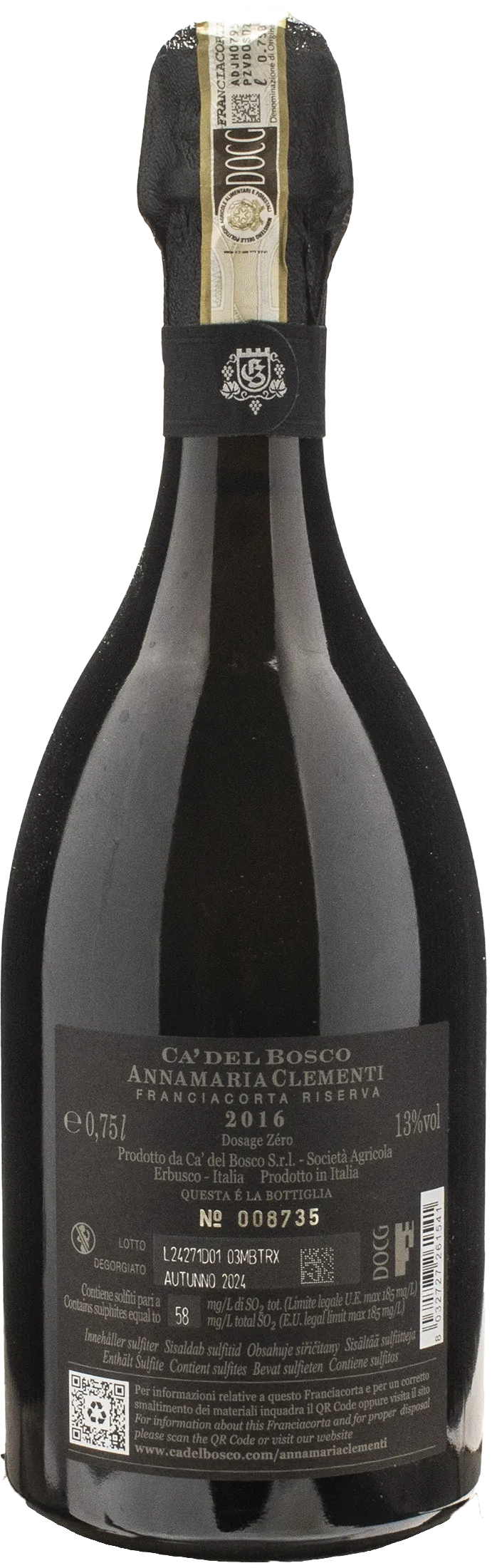 Ca' del Bosco Franciacorta Annamaria Clementi Dosage Zero Riserva 2016 - Image 2