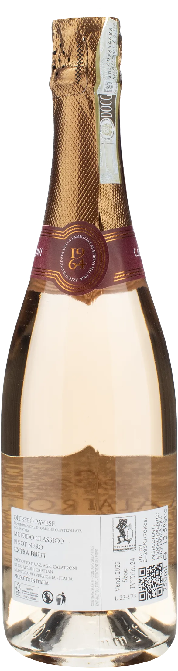 Calatroni NorEma Oltrepo Pavese Metodo Classico Rosè Extra Brut 2022 - Image 2