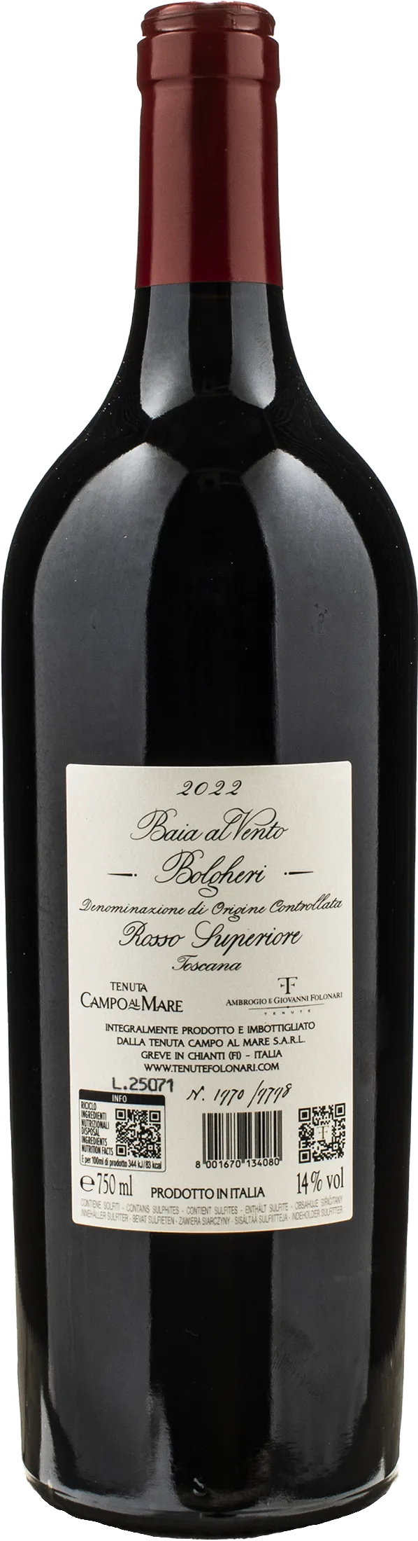 Campo al Mare Bolgheri Rosso Superiore Baia al Vento 2022 - Image 2