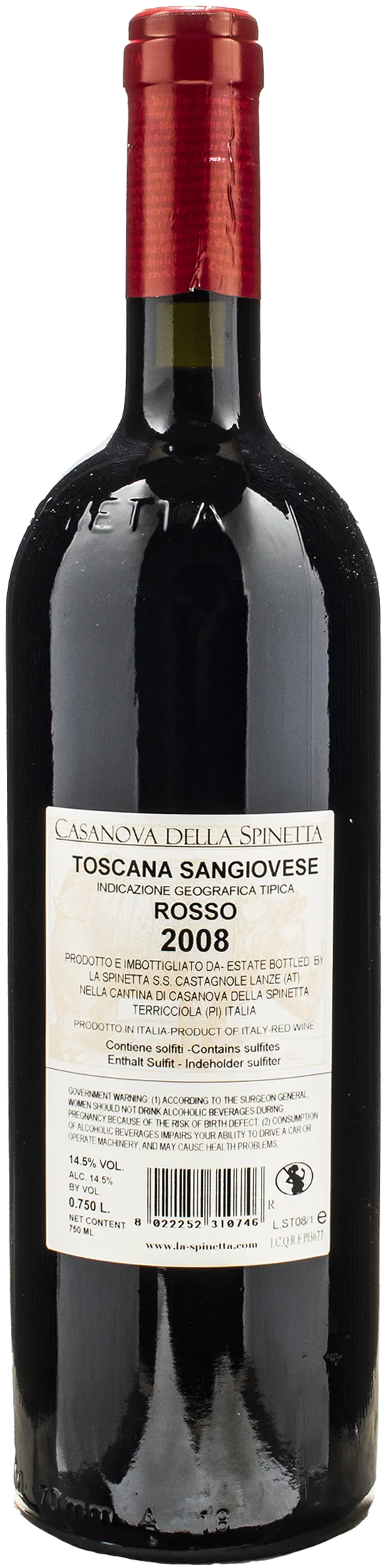 Casanova della Spinetta Toscana Sangiovese Rosso Sassontino 2008 - Image 2