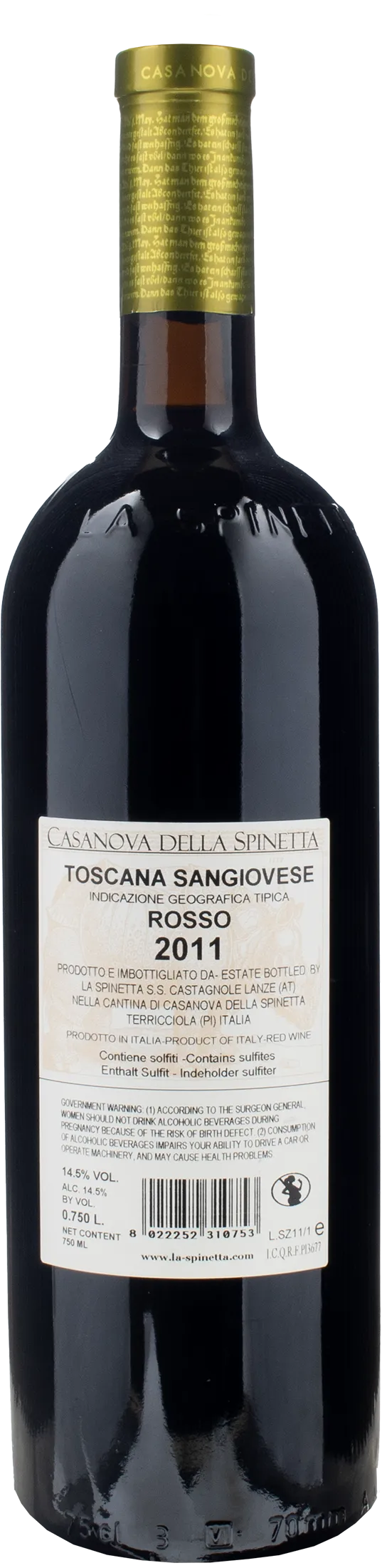 Casanova della Spinetta Toscana Sangiovese Rosso Sezzana 2011 - Image 2