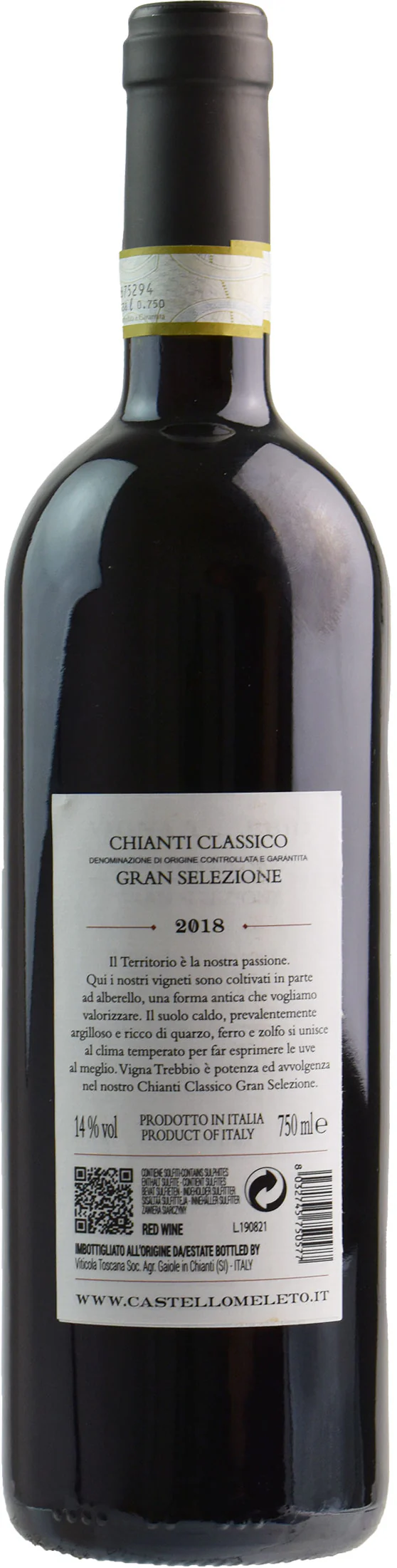 Castello di Meleto Chianti Classico Gran Selezione Vigna Trebbio 2018 - Image 2