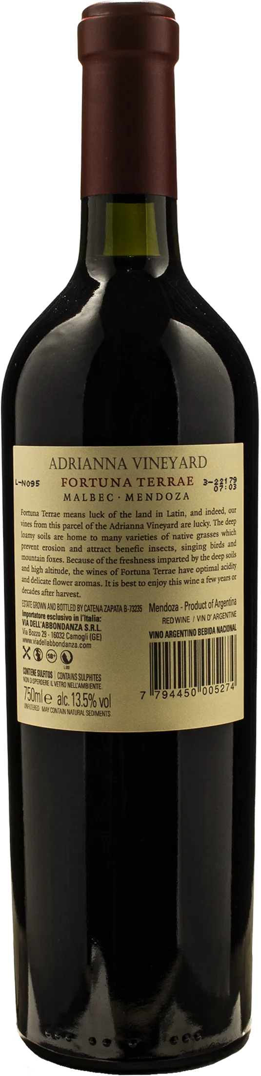 Catena Zapata Adrianna Vineyard Fortuna Terrae Malbec 2019 - Image 2
