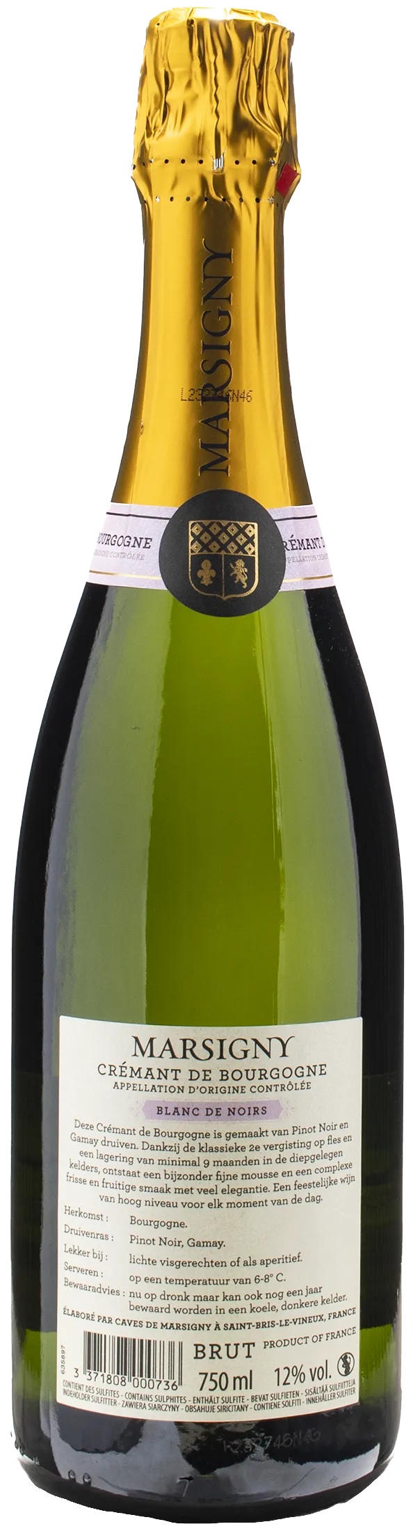 Caves de Marsigny Cremant de Bourgogne Blanc de Noirs Brut - Image 2