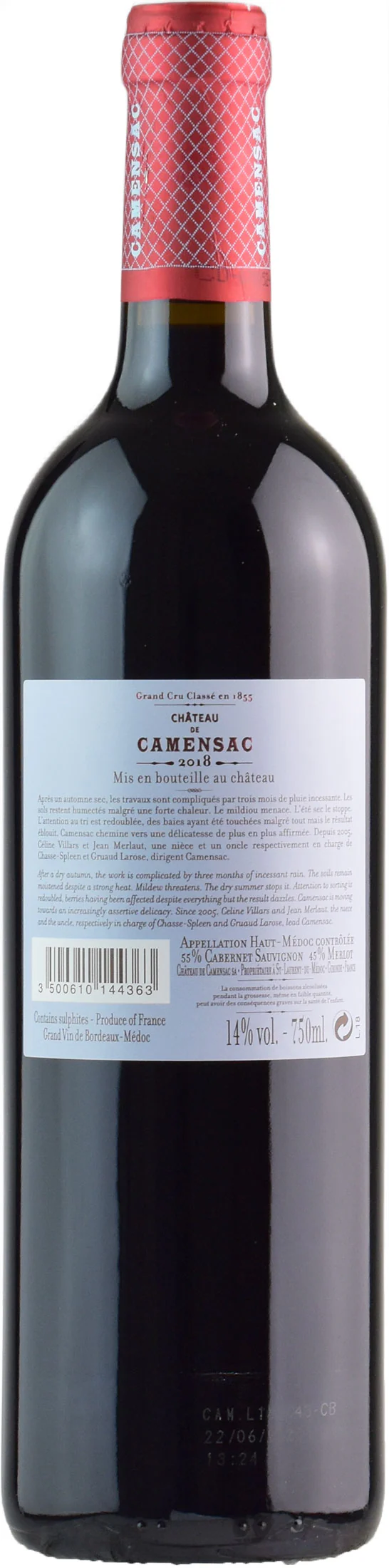Chateau de Camensac Grand Cru Haut Medoc 2018 - Image 2