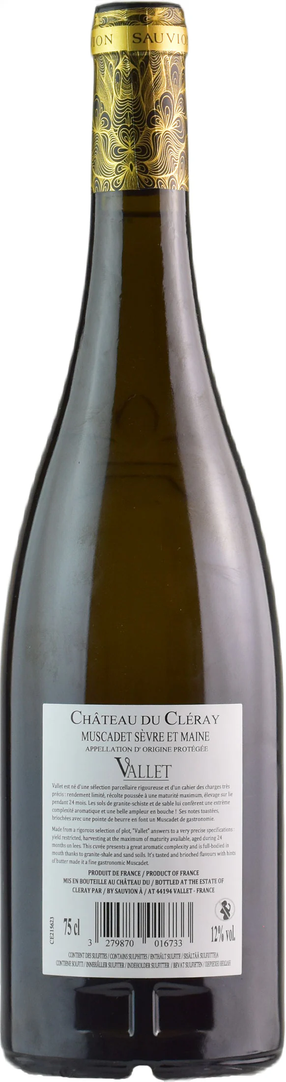 Chateau du Cleray Muscadet Sevre et Maine Cru Vallet 2016 - Image 2