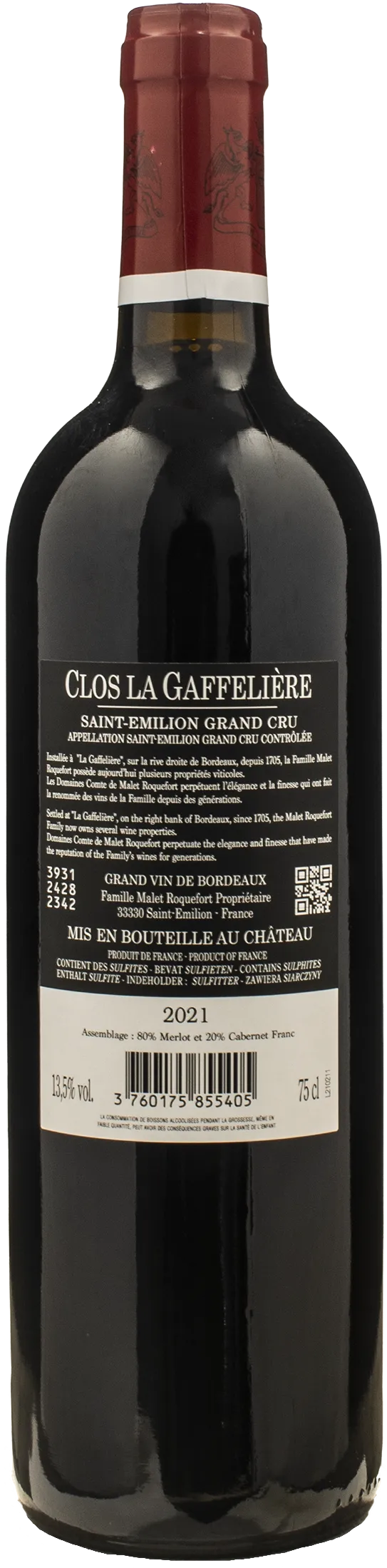 Chateau La Gaffeliere Clos La Gaffeliere Saint Emilion Grand Cru 2021 - Image 2