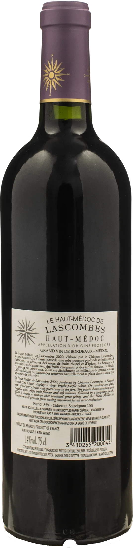 Chateau Lascombes Haut Medoc Grand Vin de Bordeaux de Lascombes 2020 - Image 2
