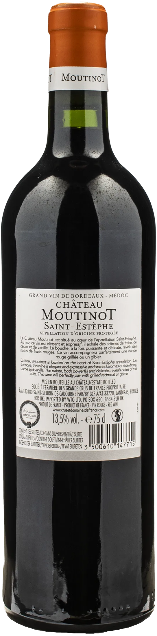 Chateau Moutinot Bordeaux Saint Estephe Rouge 2023 - Image 2