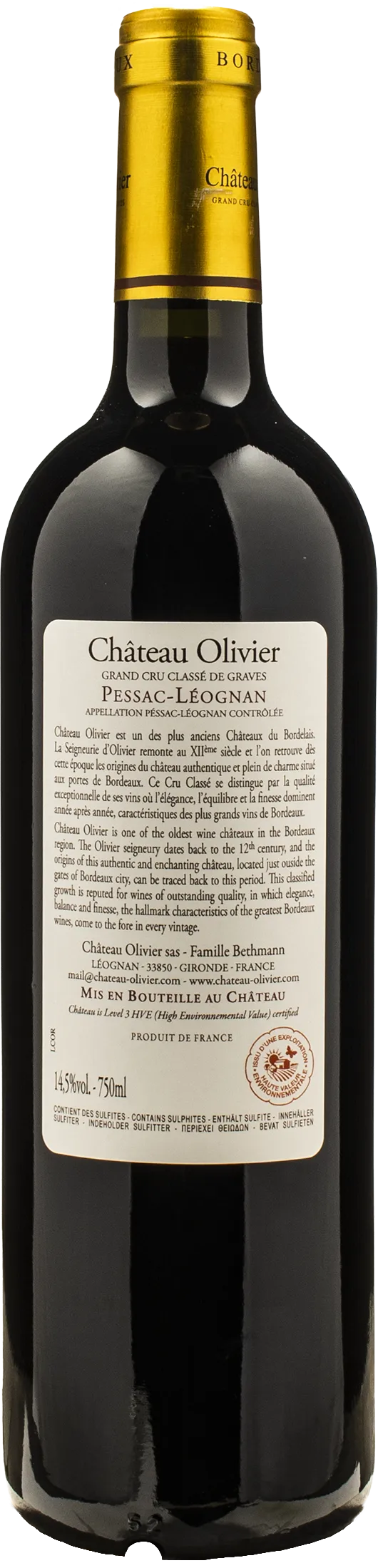 Chateau Olivier Pessac Leognan Gran Cru Classe Rouge 2020 - Image 2