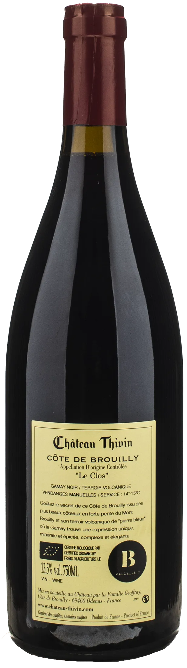 Chateau Thivin Cote de Brouilly Le Clos 2023 - Image 2