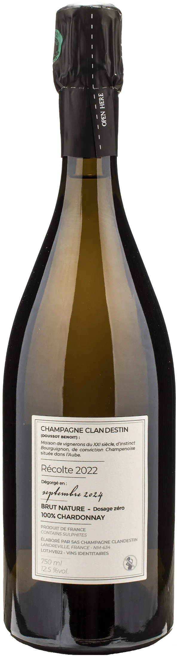 Clandestin Champagne Les Passagers Haut de Val Barmont Brut Nature 2022 - Image 2
