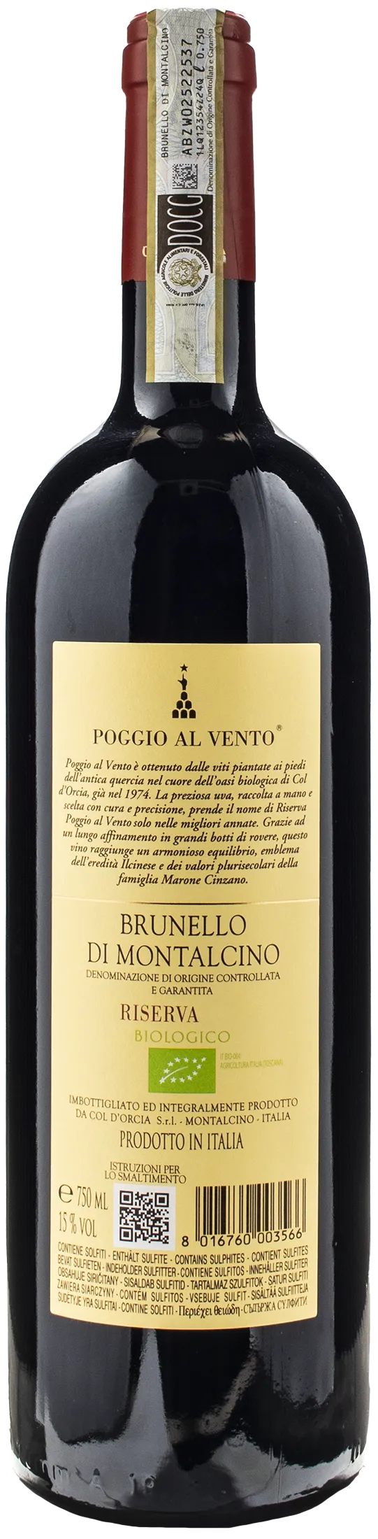 Col D'Orcia Brunello di Montalcino Poggio al Vento Riserva 2016 - Image 2