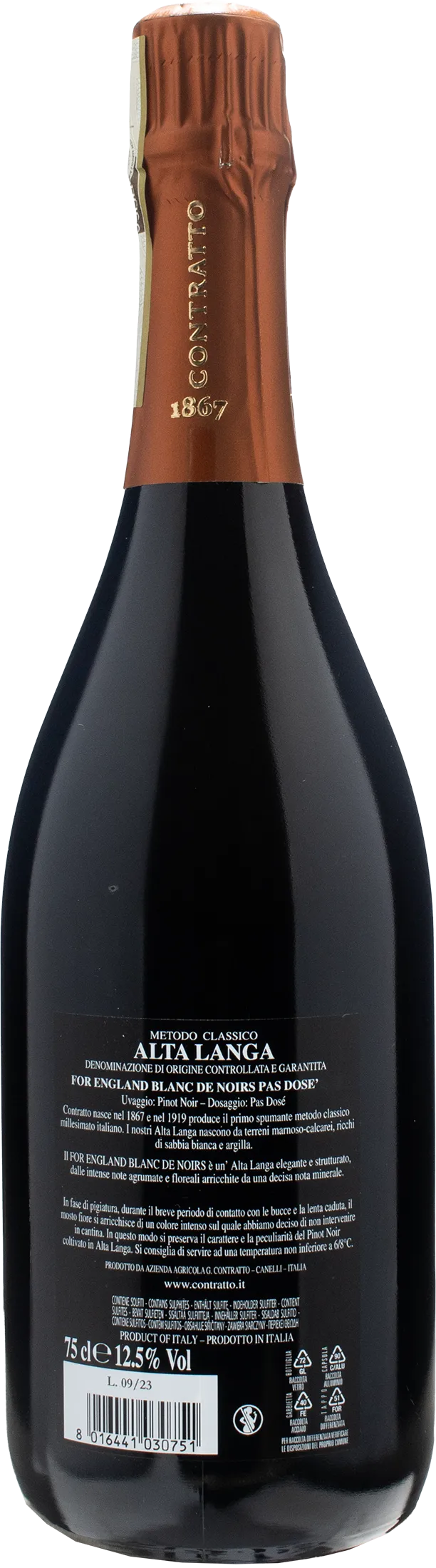 Contratto Alta Langa For England Blanc de Noir Pas Dosé 2019 - Image 2