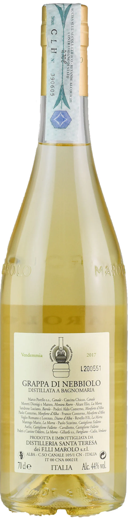 Distilleria Marolo Grappa di Nebbiolo 0.7L - Image 2