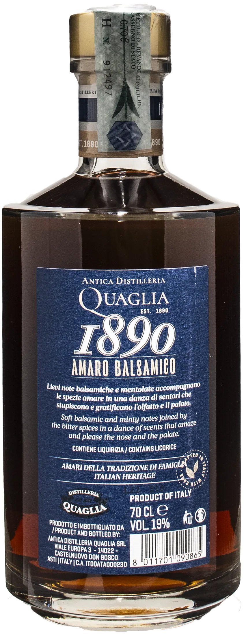 Distilleria Quaglia Amaro Balsamico 1890 0.7L - Image 2