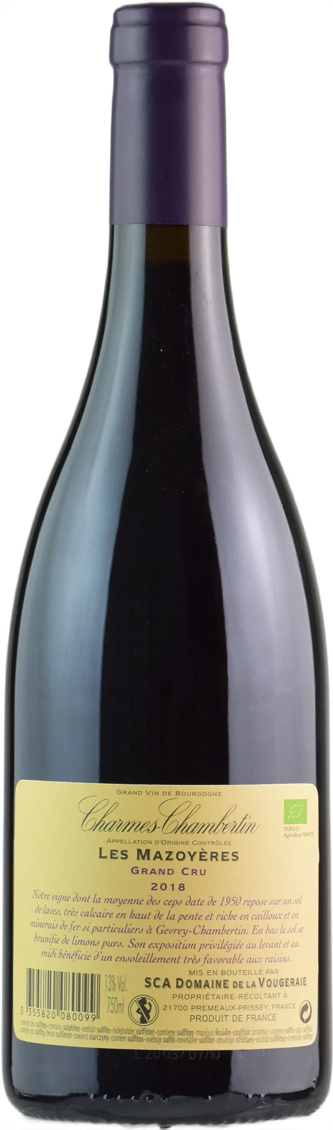 Domaine De La Vougeraie Charmes Chambertin Grand Cru Les Mazoyeres 2018 - Image 2