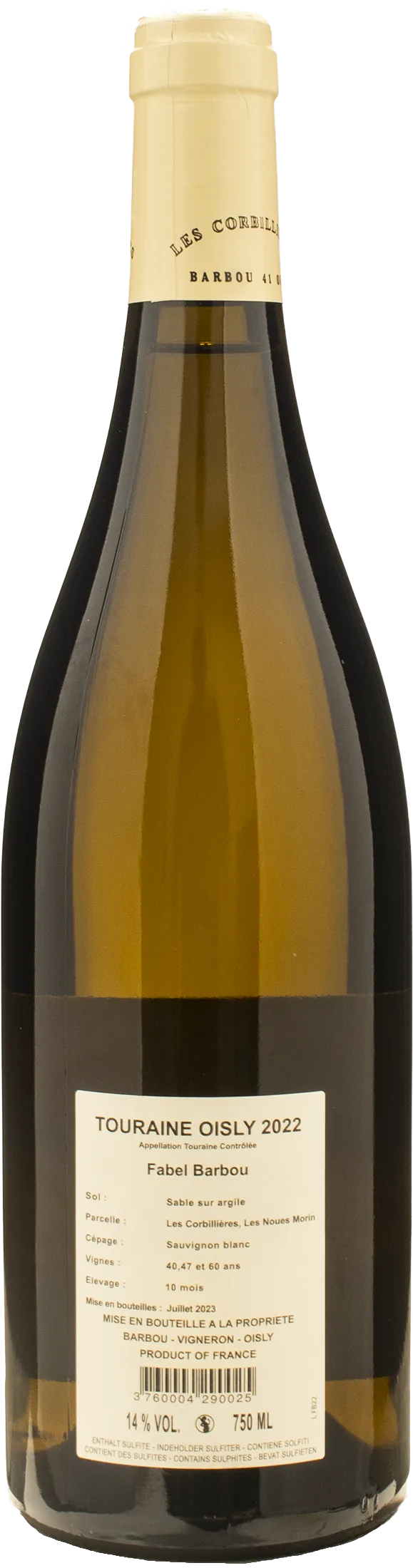 Domaine des Corbillieres Touraine Oisly Fabel Barbou 2022 - Image 2