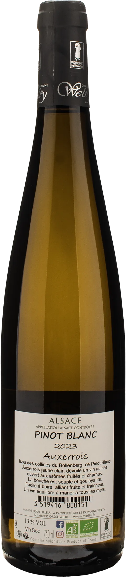 Domaine Jean Michel Welty Pinot Blanc Auxerrois 2023 - Image 2