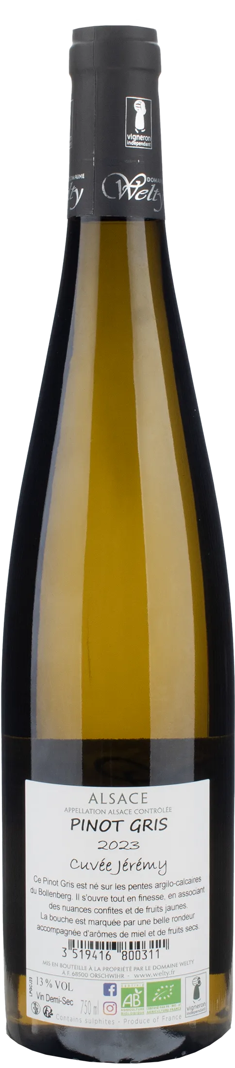 Domaine Jean Michel Welty Pinot Gris Cuvee Jeremy 2023 - Image 2