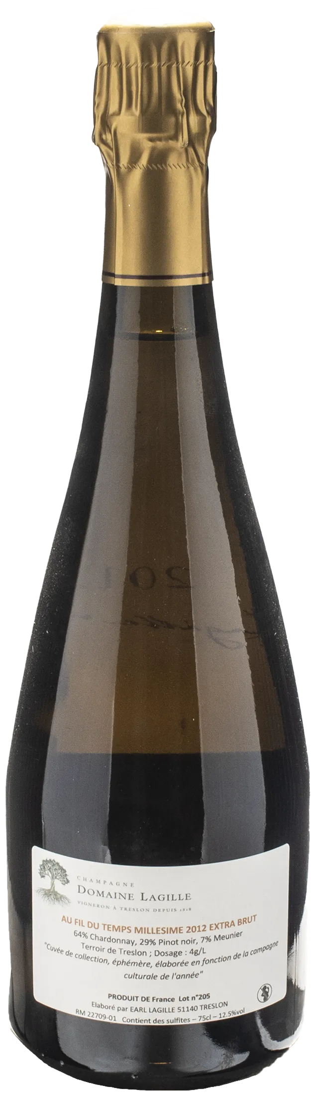 Domaine Lagille Champagne Au Fil du Temps Extra Brut 2012 - Image 2