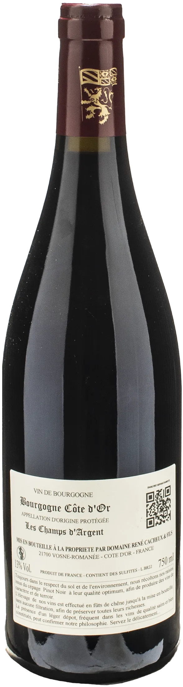 Domaine Rene Cacheux Bourgogne Rouge Les Champs d'Argent 2022 - Image 2