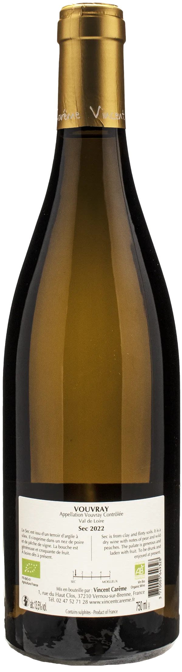 Domaine Vincent Carême Vouvray Sec 2022 - Image 2