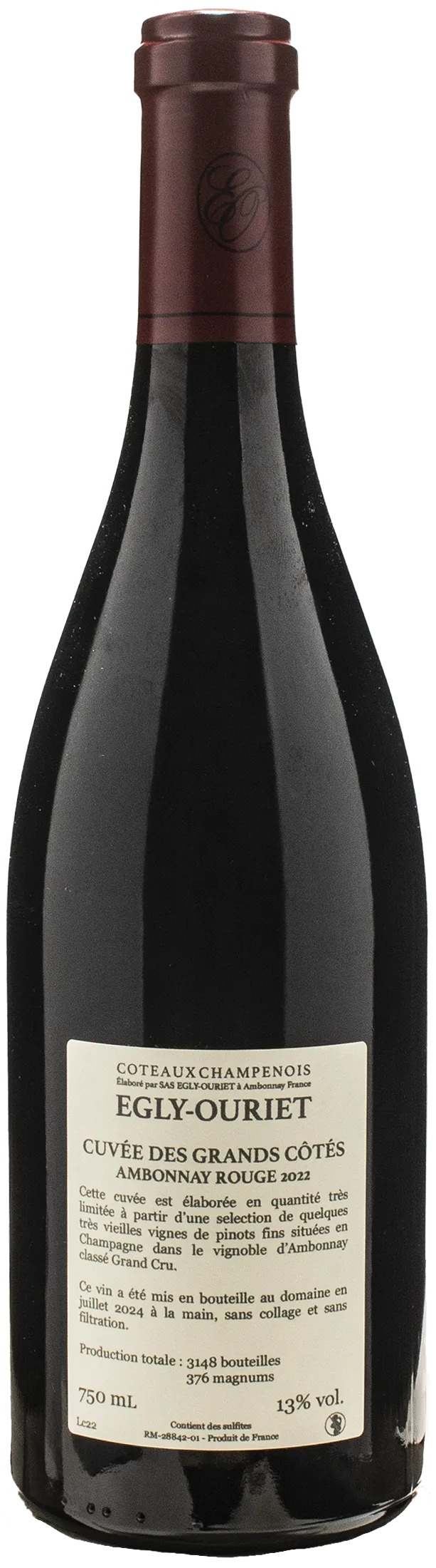 Egly Ouriet Coteaux Champenois Ambonnay Rouge Cuvee des Grands Cotes 2022 - Image 2
