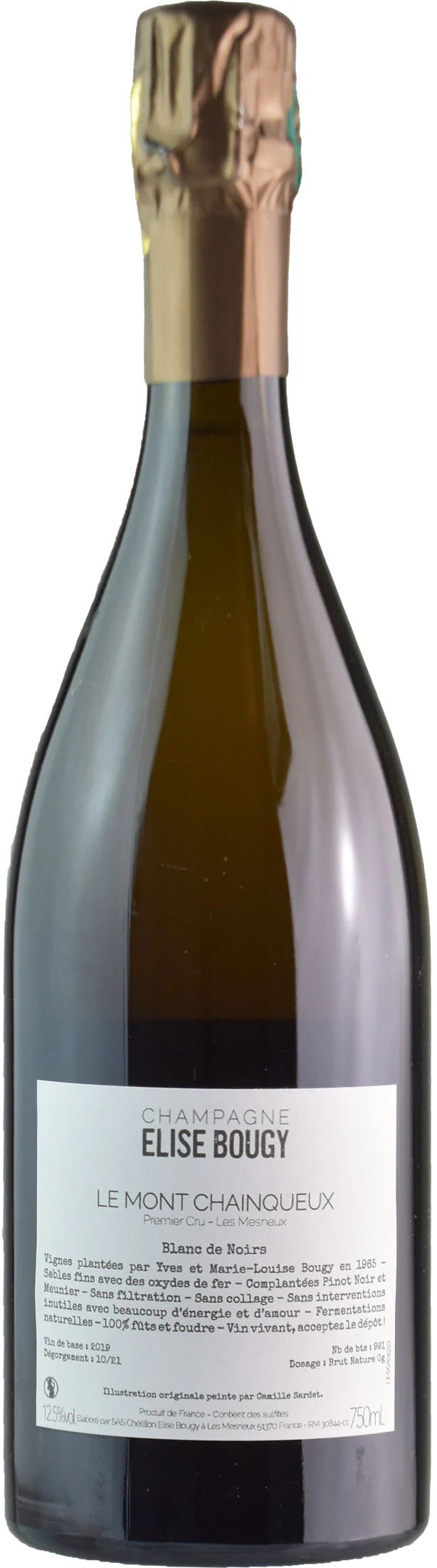 Elise Bougy Champagne 1er Cru Le Mont Chainqueux Blan de Noirs Brut Nature - Image 2
