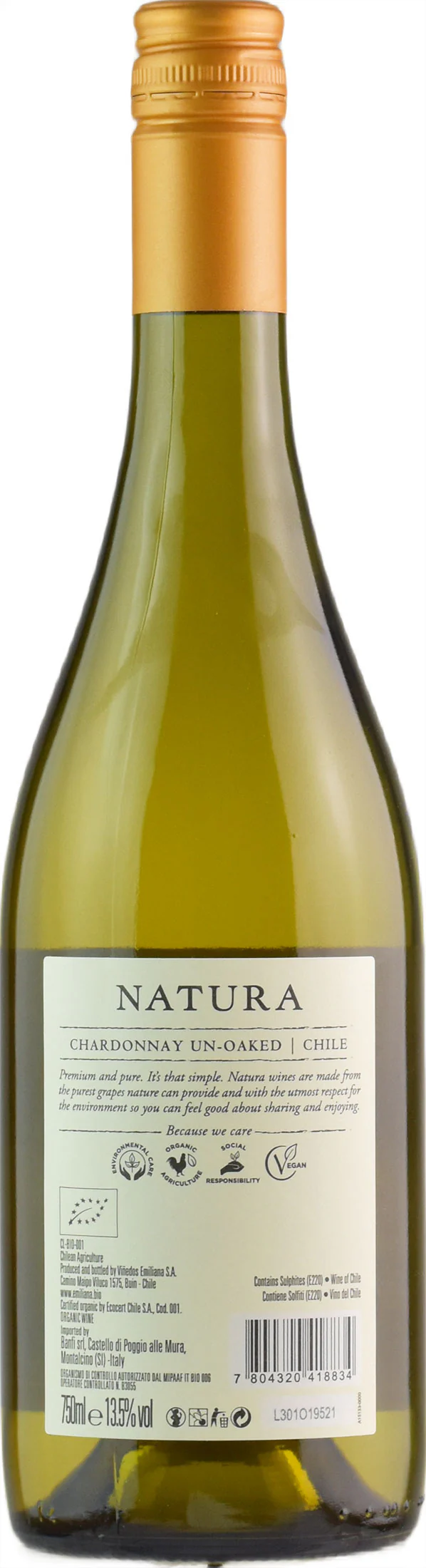 Emiliana Natura D.O. Chardonnay Un-Oaked Bio 2021 - Image 2
