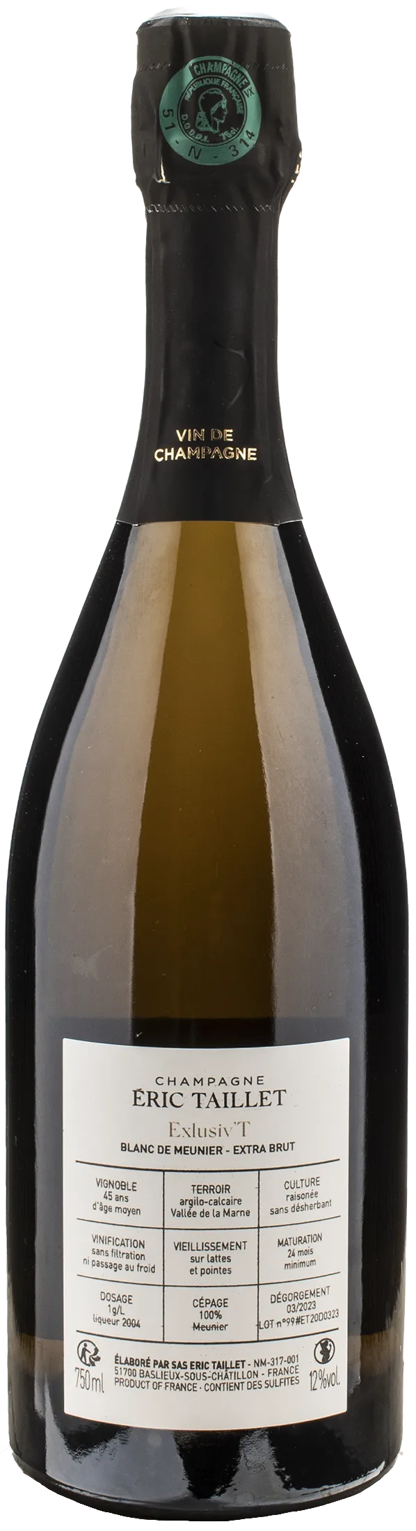 Eric Taillet Champagne Exclusiv T Extra Brut - Image 2