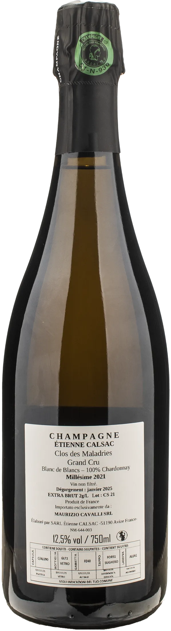 Etienne Calsac Champagne Grand Cru Blanc de Blancs Chardonnay Clos des Maladries 2021 - Image 2