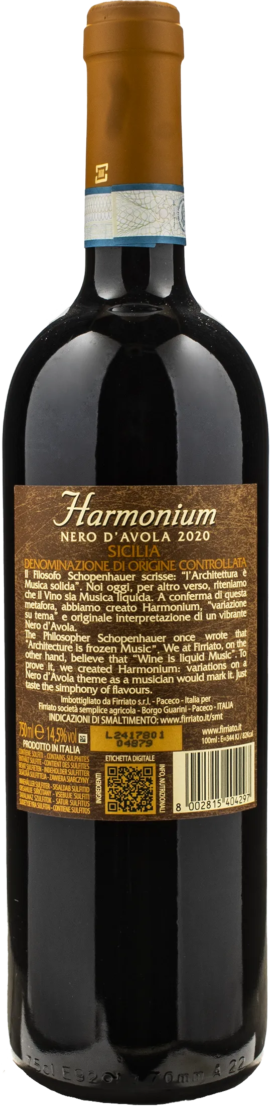Firriato Nero d'Avola Harmonium 2020 - Image 2