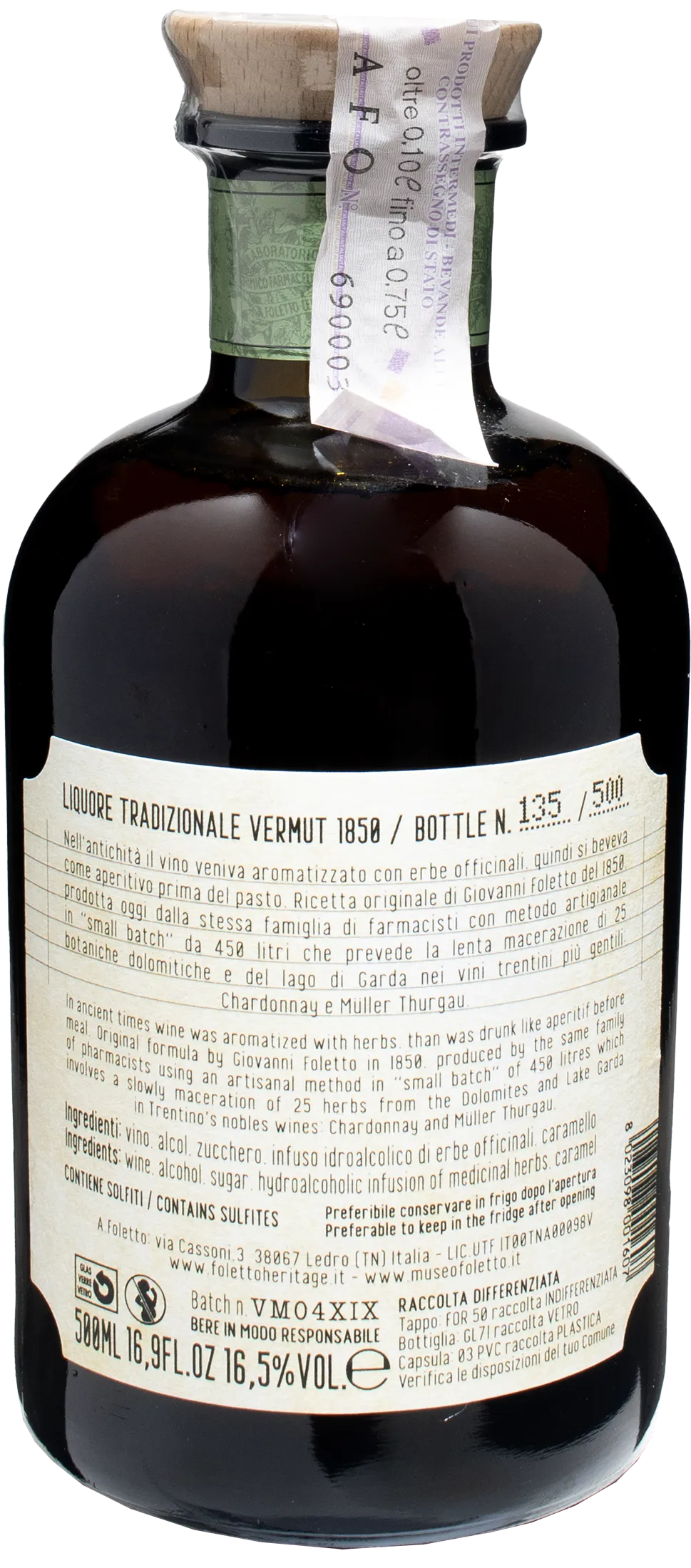 Foletto Vermut 1850 0.5L - Image 2