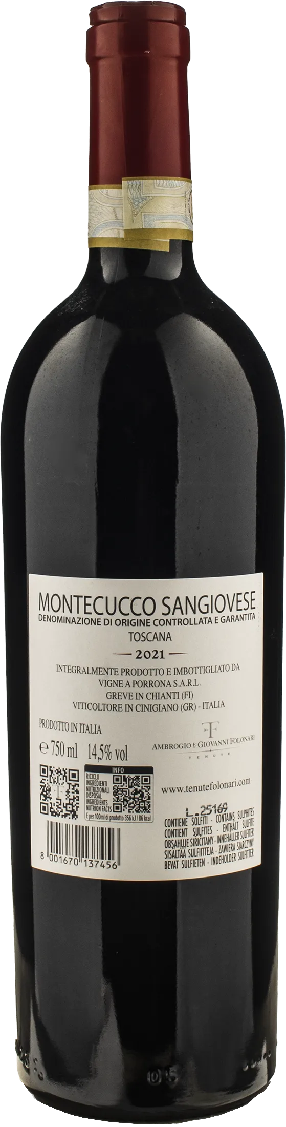 Folonari Tenute Vigne a Porrona Montecucco Sangiovese 2021 - Image 2