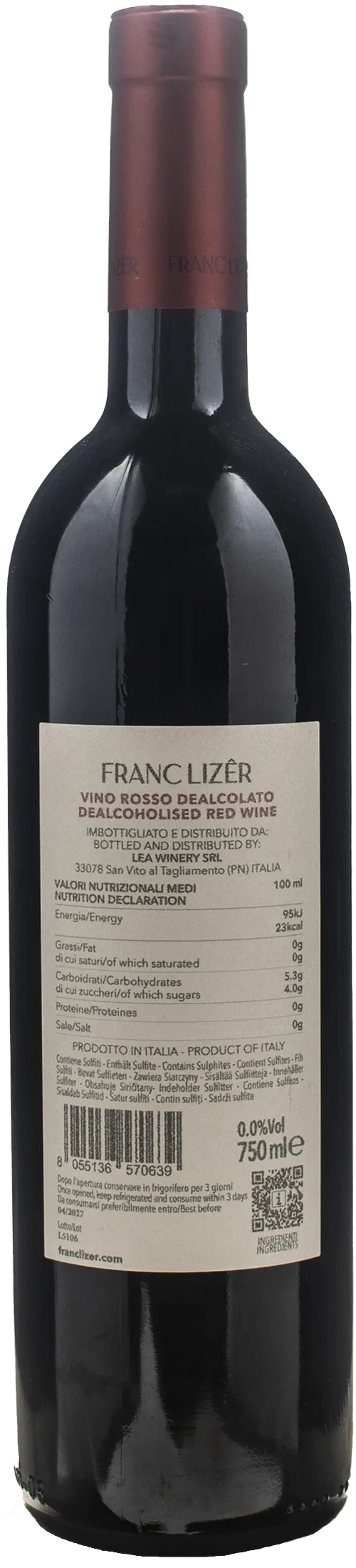 Franc Lizer Rosso Zero Alcol - Image 2