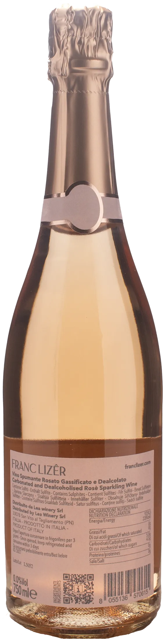 Franc Lizer Spumante Rosè Zero Alcol - Image 2