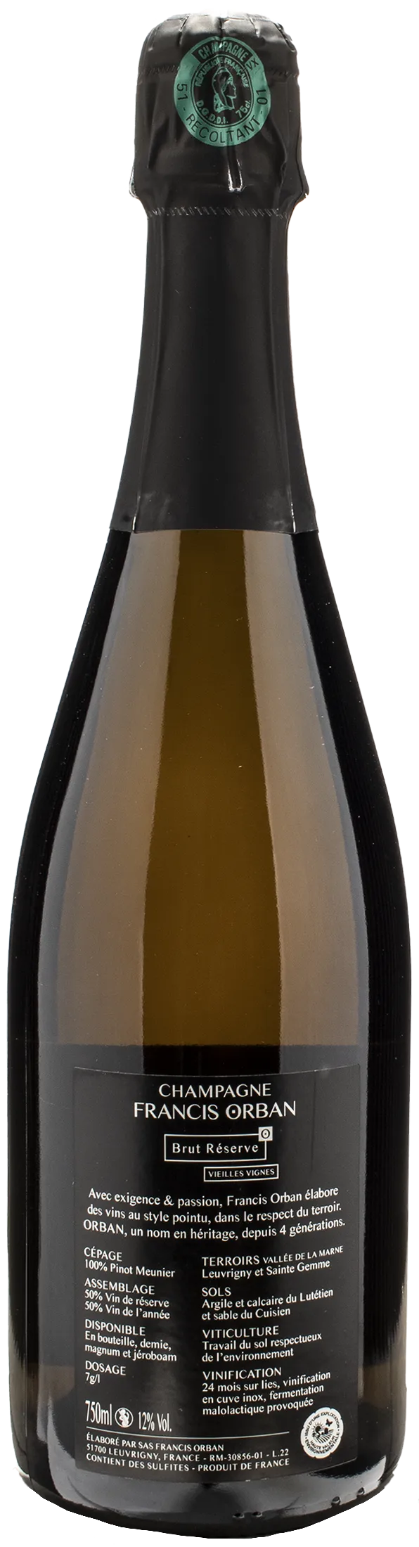 Francis Orban Champagne Brut Reserve Vielles Vignes - Image 2