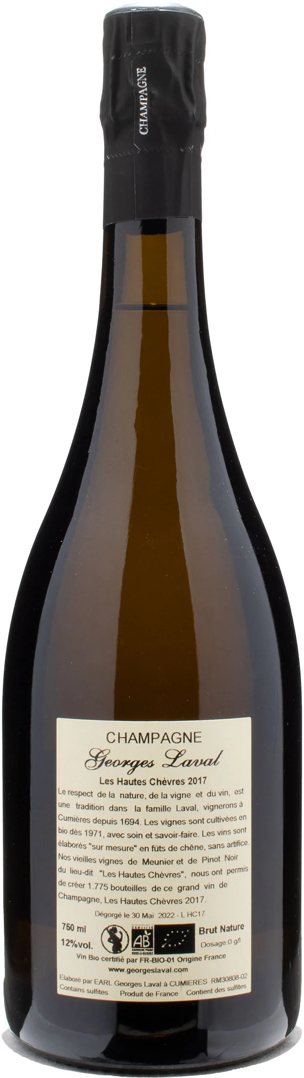 Georges Laval Champagne 1er Cru Les Hautes Chevres Cumieres Brut Nature 2017 - Image 2
