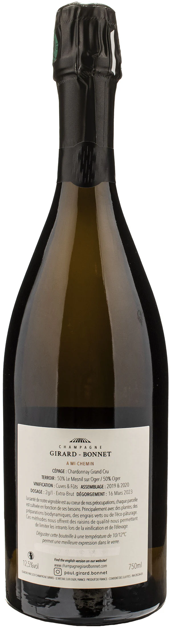 Girard Bonnet A Mi Chemin Champagne Chardonnay Grand Cru Extra Brut - Image 2