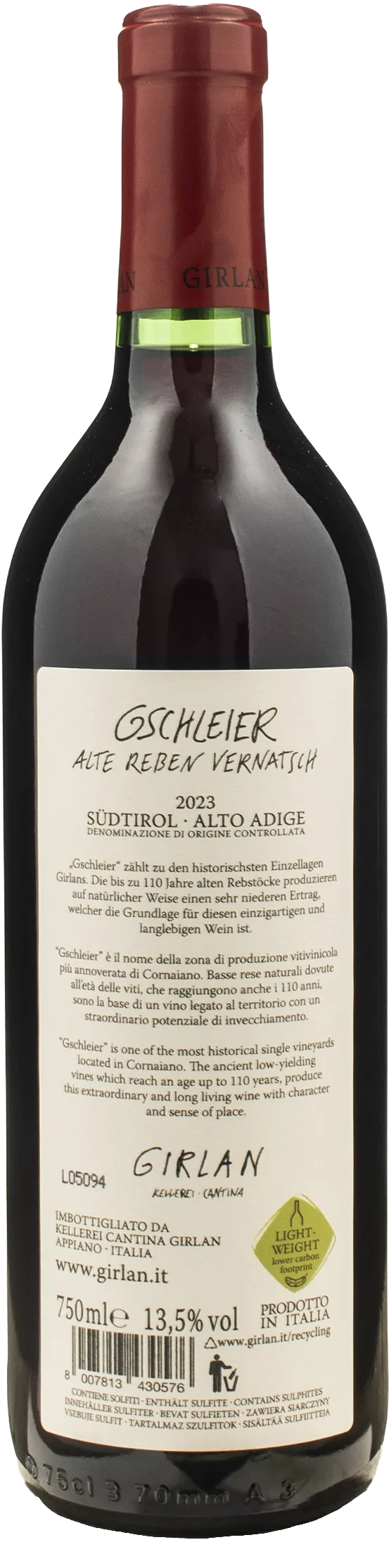 Girlan Gschleier Alte Reben Vernatsch 2023 - Image 2