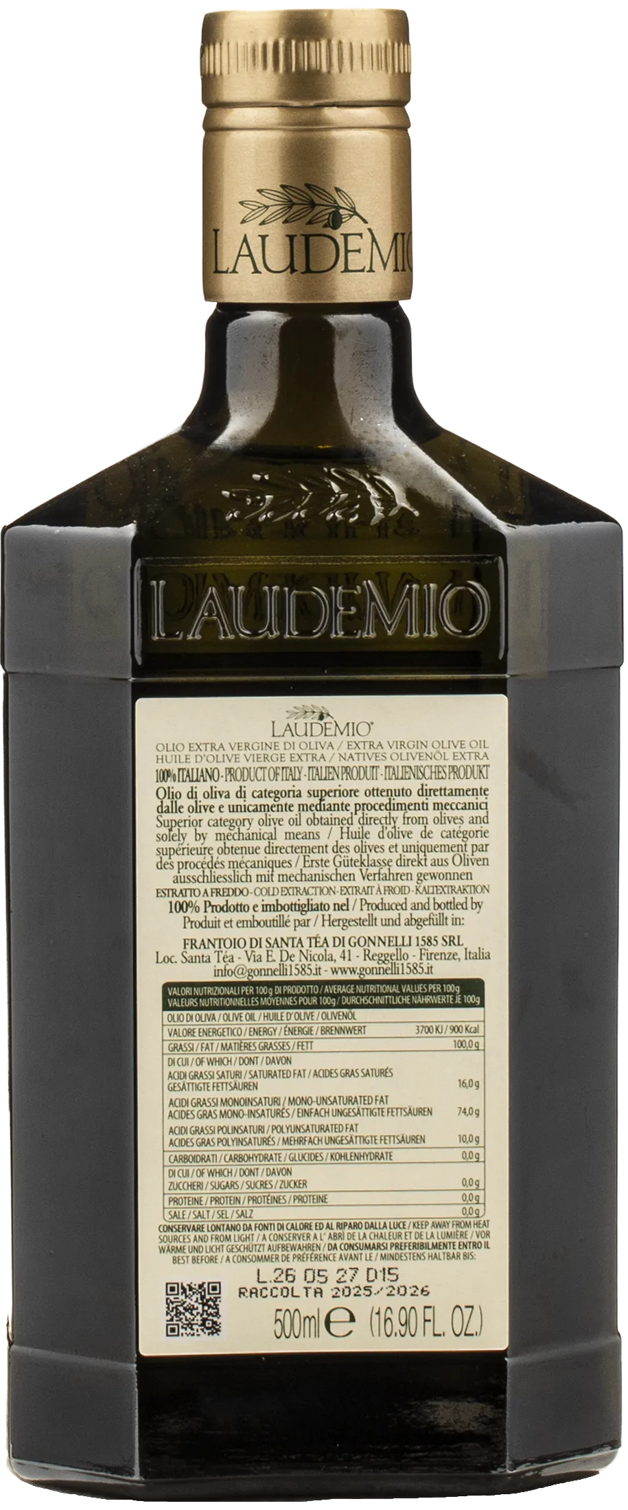 Gonnelli 1585 Frantoio di Santa Tea Laudemio Extra Virgin Olive Oil 0.5L 2025 - Image 2